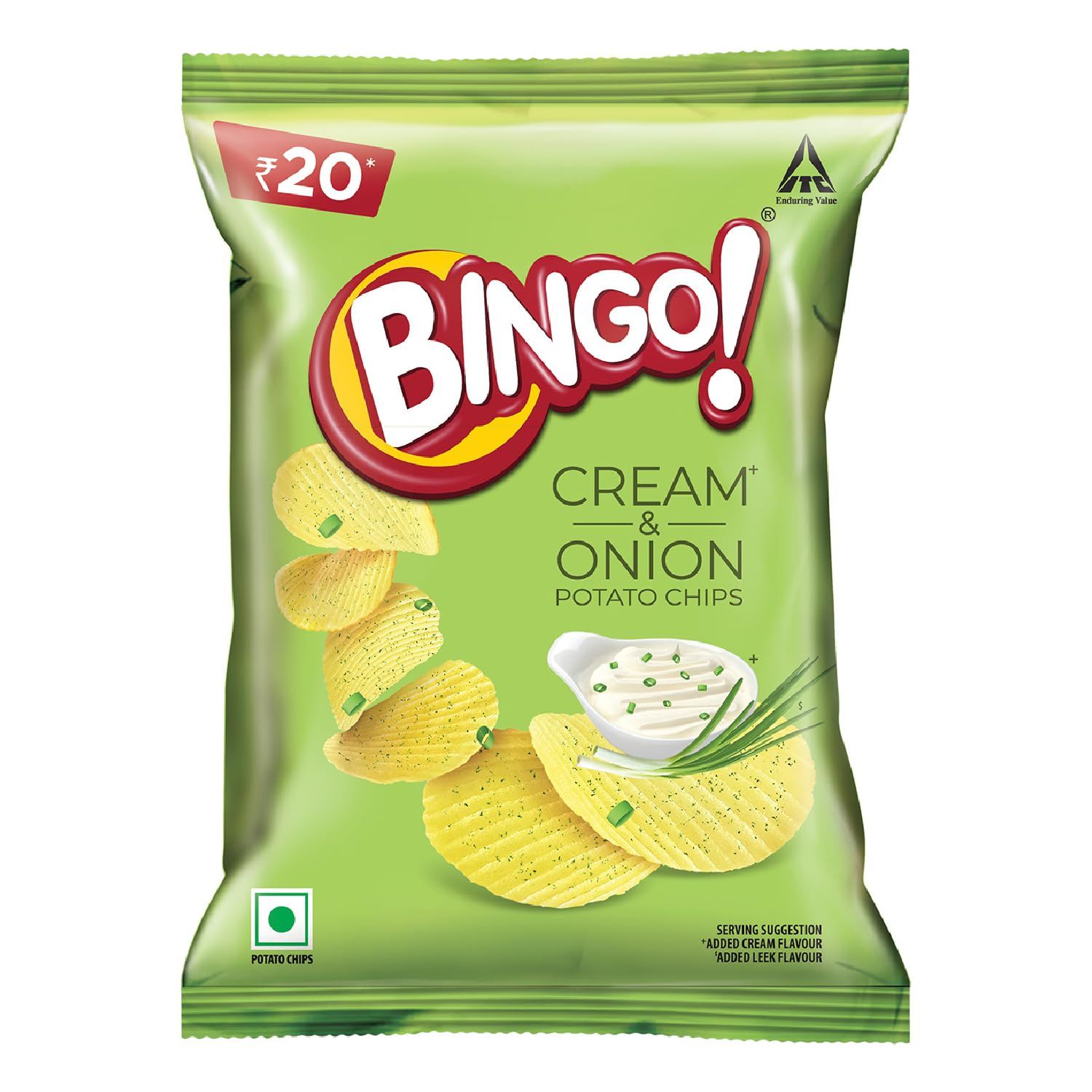 Bingo! Potato Chips, Cream & Onion Chips, Crispy & Crunchy Chips Pack For Snacks, 50G