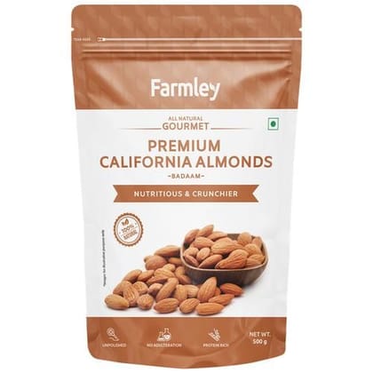 Farmley Premium California Almonds, Rich In Protein, Unpolished, No Adulteration, 500 G