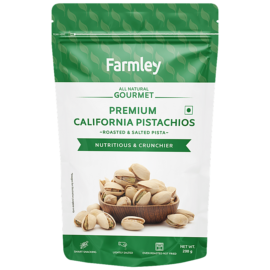 Farmley Premium California Roasted & Salted Pistachios, Smart Snacking, 200 G
