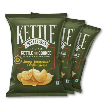 Kettle Studio, Potato Chips, Sharp Jalapenos & Cream Cheese 113G, Pack Of 3