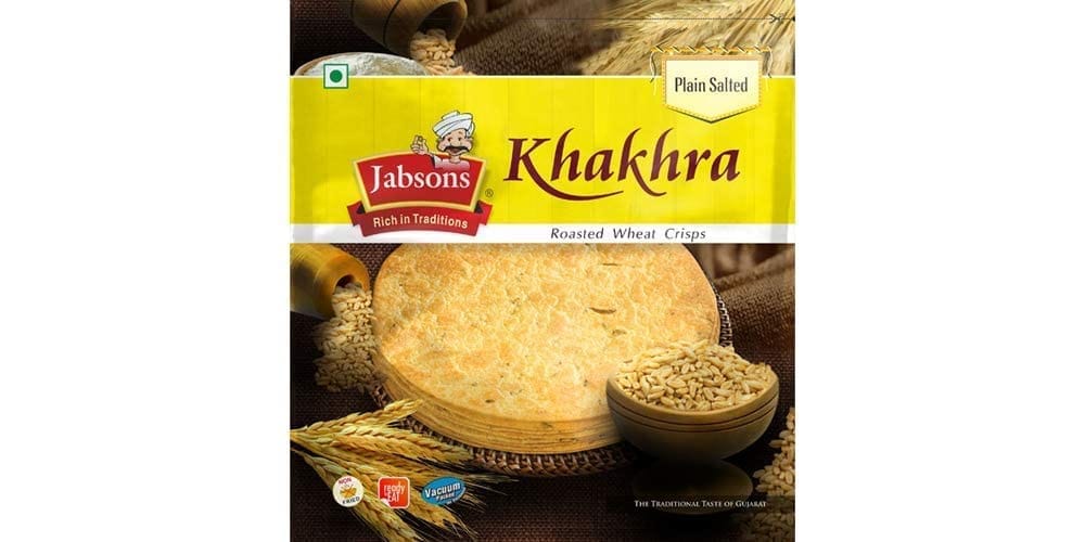 Jabsons Khakhra Plain Salted Vacc, 180Gm|Ready To Eat Roasted Snack|Tea Time|Indian Snacks, Plain Salted Khakhra, Chai Time Indian Healthy Snacks |Gujrati Healthy Snacks|Crispy, Diet Friendly Khakhra
