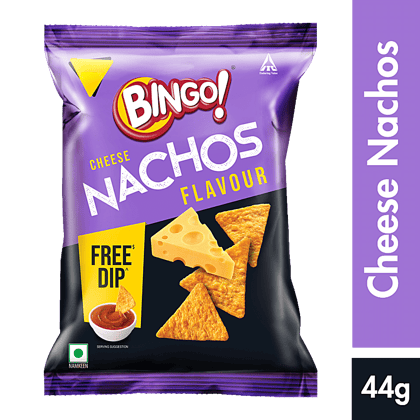 Bingo Nachos, Cheese Flavour, Thin & Crunchy Nacho Chips, Tasty Snack, 44 Gram