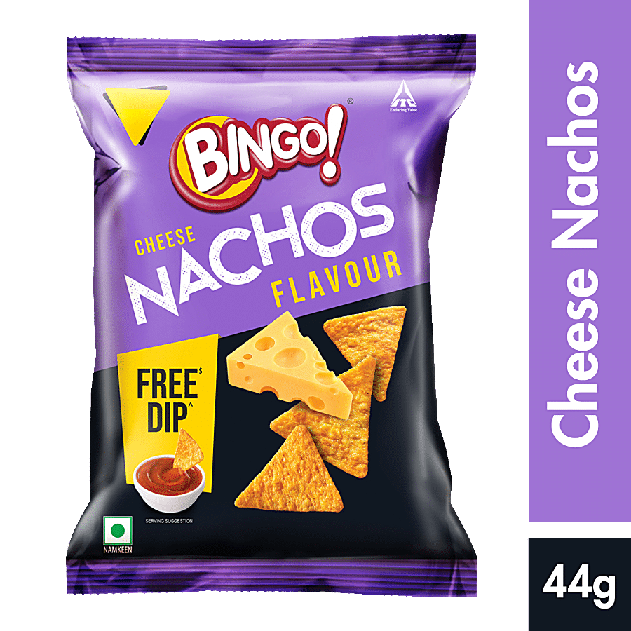 Bingo Nachos, Cheese Flavour, Thin & Crunchy Nacho Chips, Tasty Snack, 44 Gram