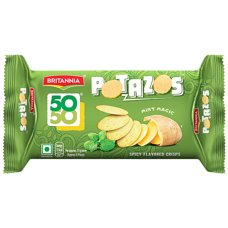 Britannia 50, 50 Potazos, Mint Magic, Spicy Flavoured Crisp, 71.5 G