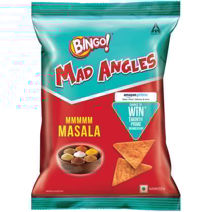 Bingo! Mad Angles Mmmmm Masala, 66G Pack, Corn, Based Crunchy Chips Perfect For Snacking