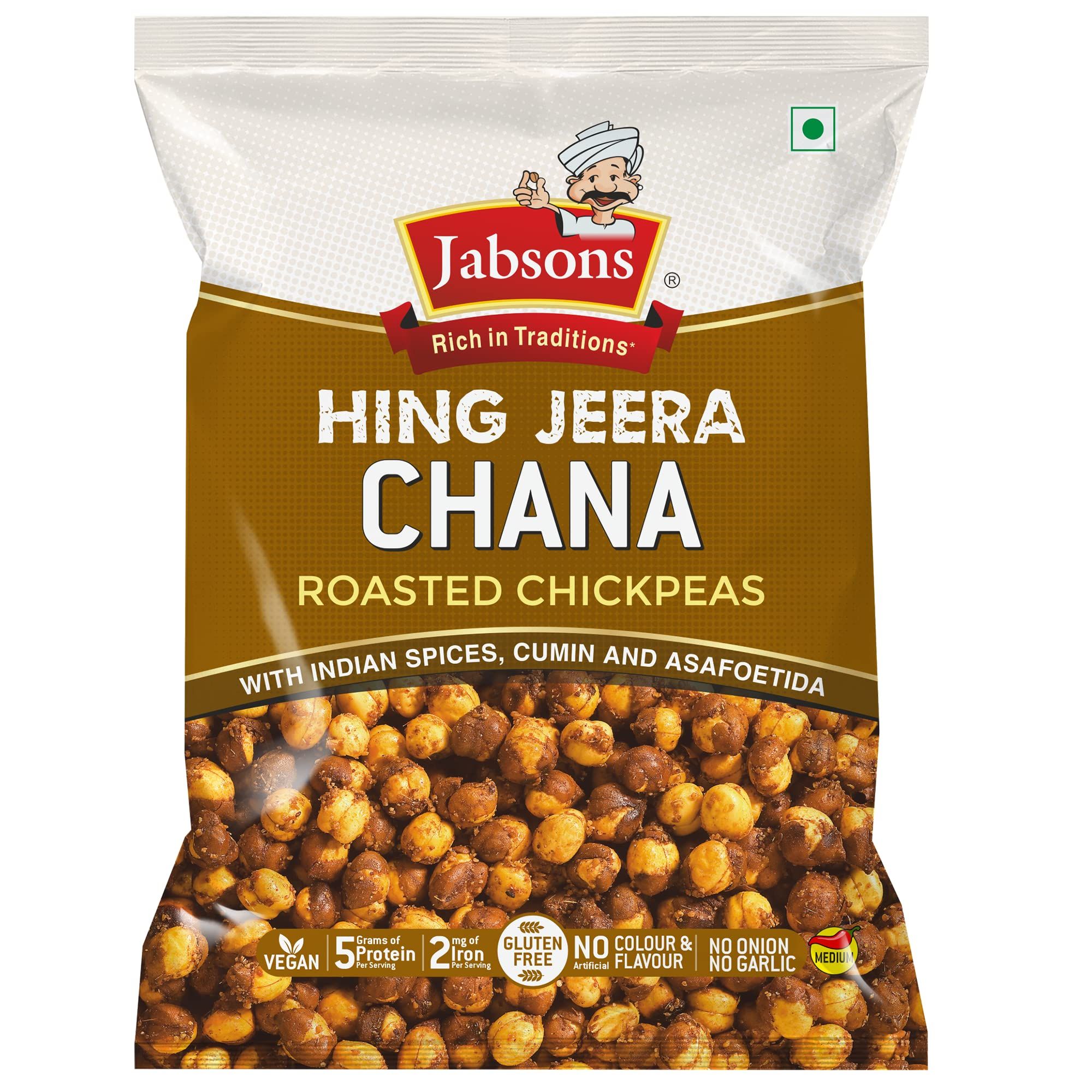 Jabsons Chana Hing Jeera, 150Gm, Roasted Chana |Roasted Namkeen Snacks |Vegan, Gluten, Free, Crunchy, Protein Snacks |Bhuna Chana |Flavoured Chana