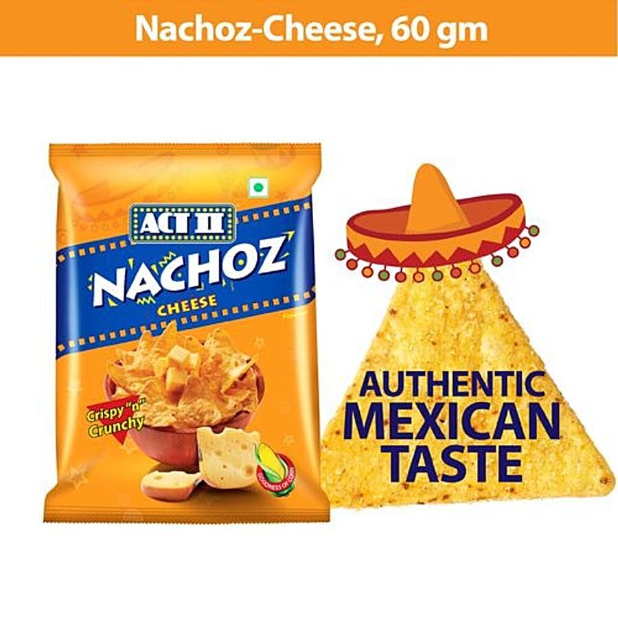 Act Ii Nachoz, Cheese Nachos, Snacks, 0% Transfat, 60 G