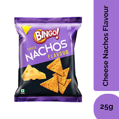 Bingo Nachos, Cheese Flavour, Thin & Crunchy Nacho Chips, Tasty Snack, 25 G
