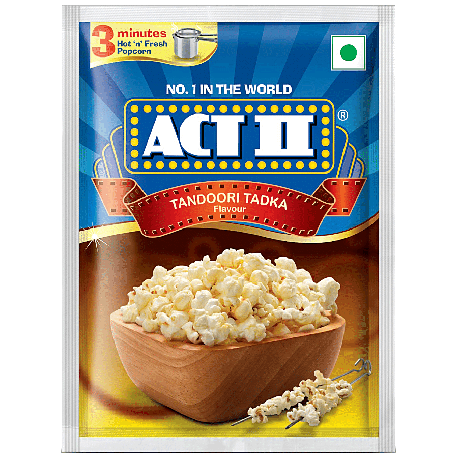 Act Ii Instant Popcorn, Tandoori Tadka Flavour, Snacks, 70 G Pouch