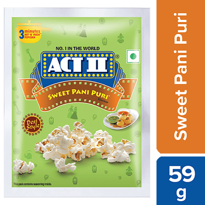 Act Ii Instant Popcorn, Sweet Pani Puri Flavour, Snacks, 59 G Pouch