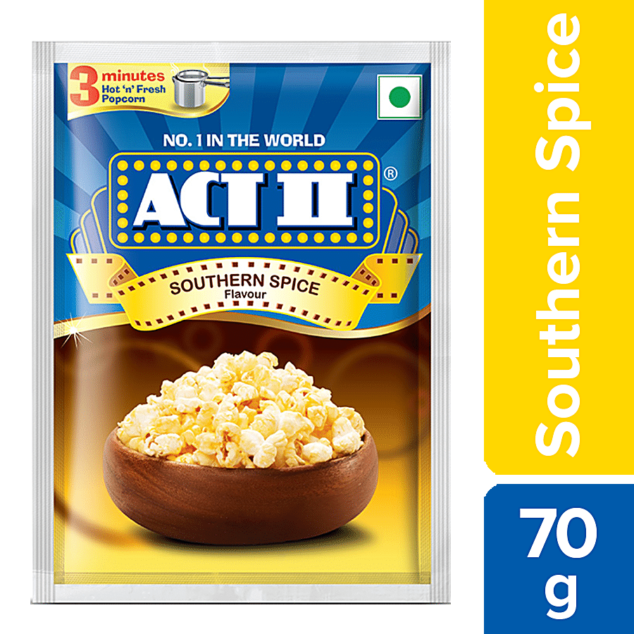 Act Ii Instant Popcorn, Southern Spice Flavour, Snacks, 70 G Pouch