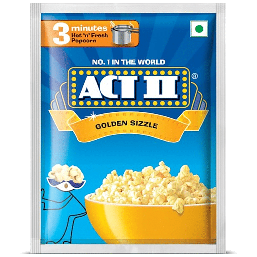Act Ii Instant Popcorn, Golden Sizzle, Snacks, 60 G Pouch