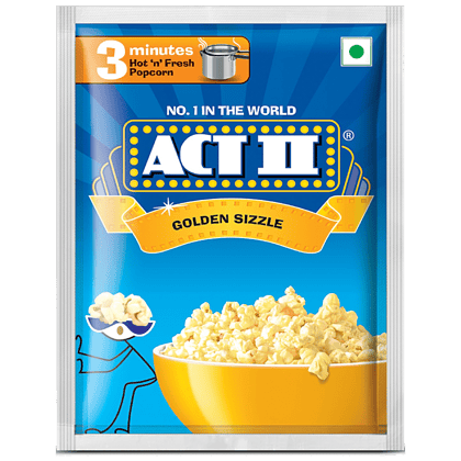 Act Ii Instant Popcorn, Golden Sizzle Flavour, Snacks, 30 G Pouch