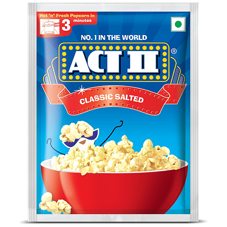 Act Ii Instant Popcorn, Classic Salted, Snacks, 30 G Pouch