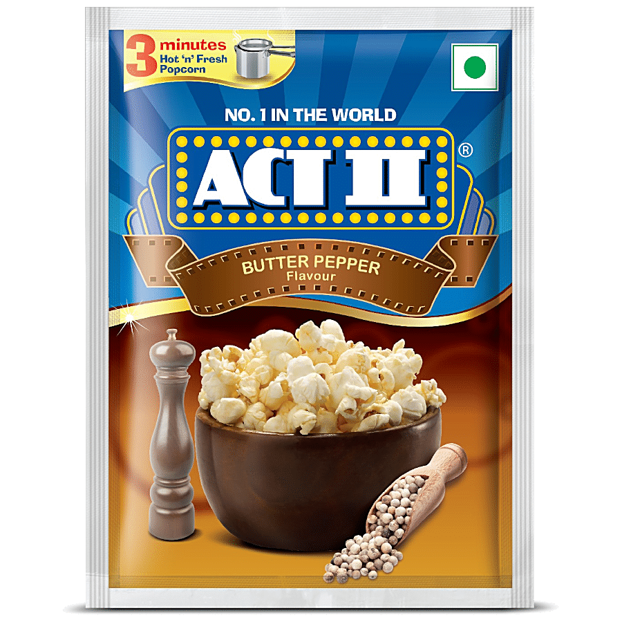 Act Ii Instant Popcorn, Butter Pepper Flavour, Snacks, 70 G Pouch