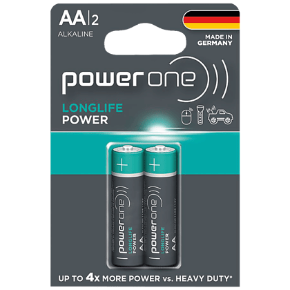 Power One Alkaline Battery - Longlife Power, Aa, 2 Pcs Blister Pack