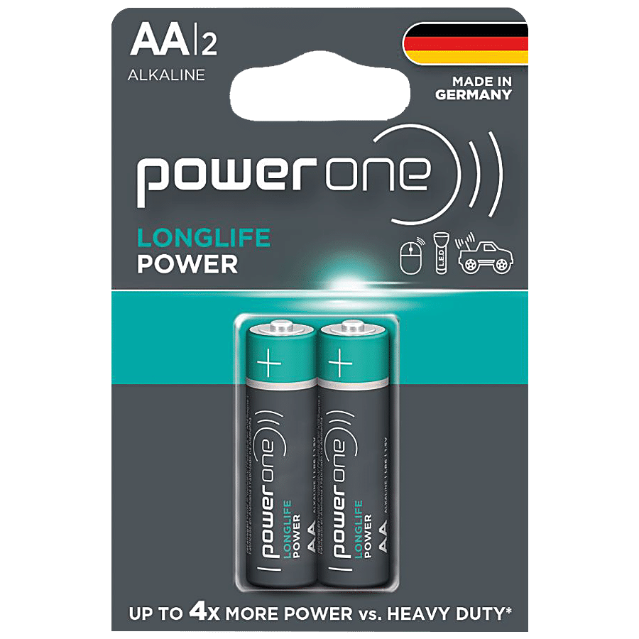 Power One Alkaline Battery - Longlife Power, Aa, 2 Pcs Blister Pack