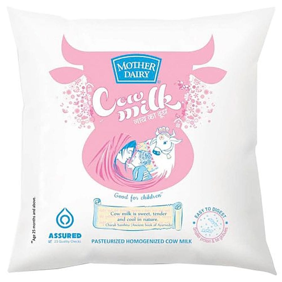 Mother Dairy Cow Milk, 500 Ml Pouch