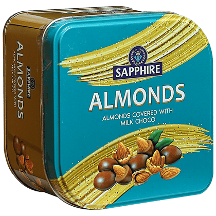 Sapphire Almonds Covered With Milk Choco, 90 G Square Tin