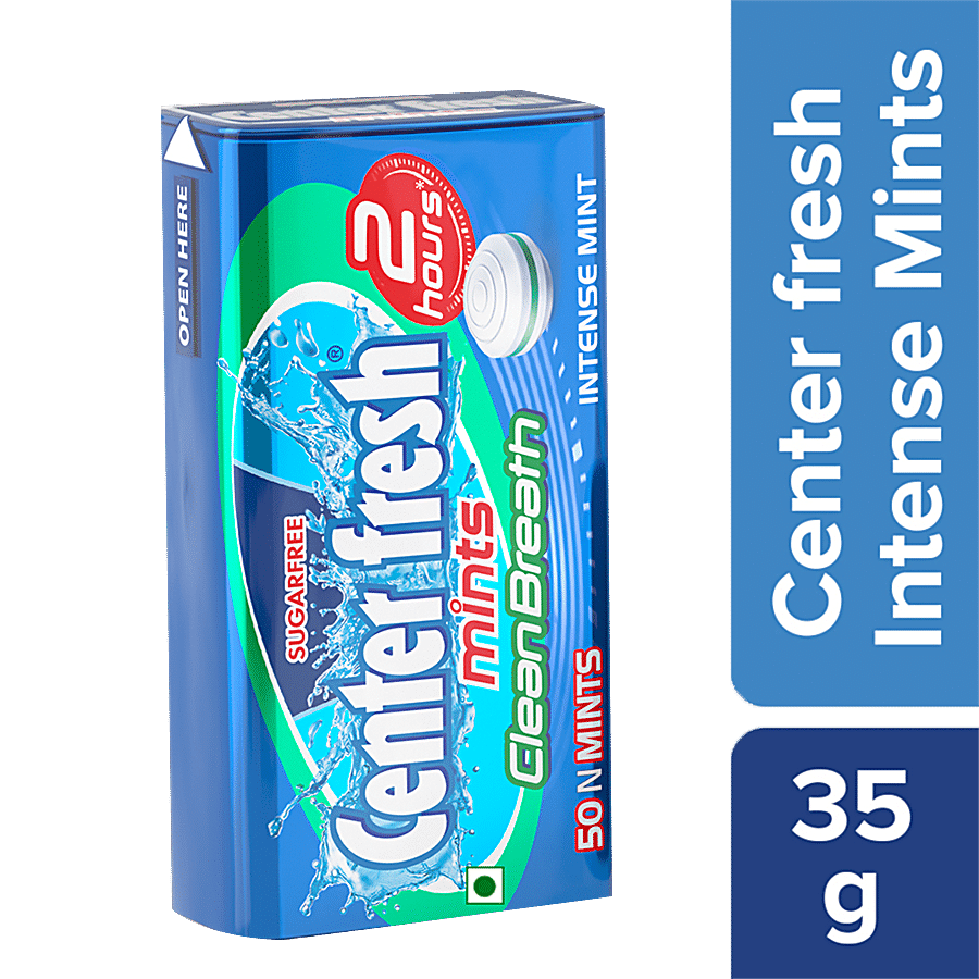 Center Fresh Sugar Free Clean Breath Intense Mint Menthol - Eucalyptus Flavour, 35 G 50 N