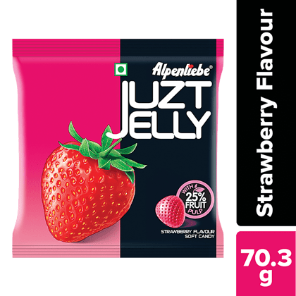 Alpenliebe Juzt Jelly Soft Candy - Strawberry Flavour, 70.3 G Pouch
