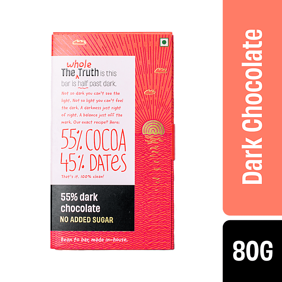 The Whole Truth 55% Dark Chocolate - No Added Sugar, 80 G
