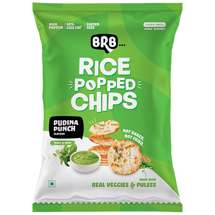 Brb Rice Popped Chips - Pudina Punch Flavour, 48 G