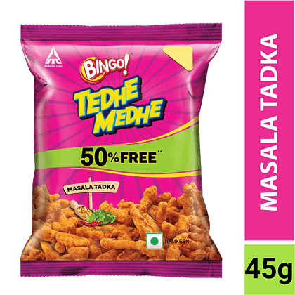 Bingo Tedhe Medhe Masala Tadka, 45 G Pouch