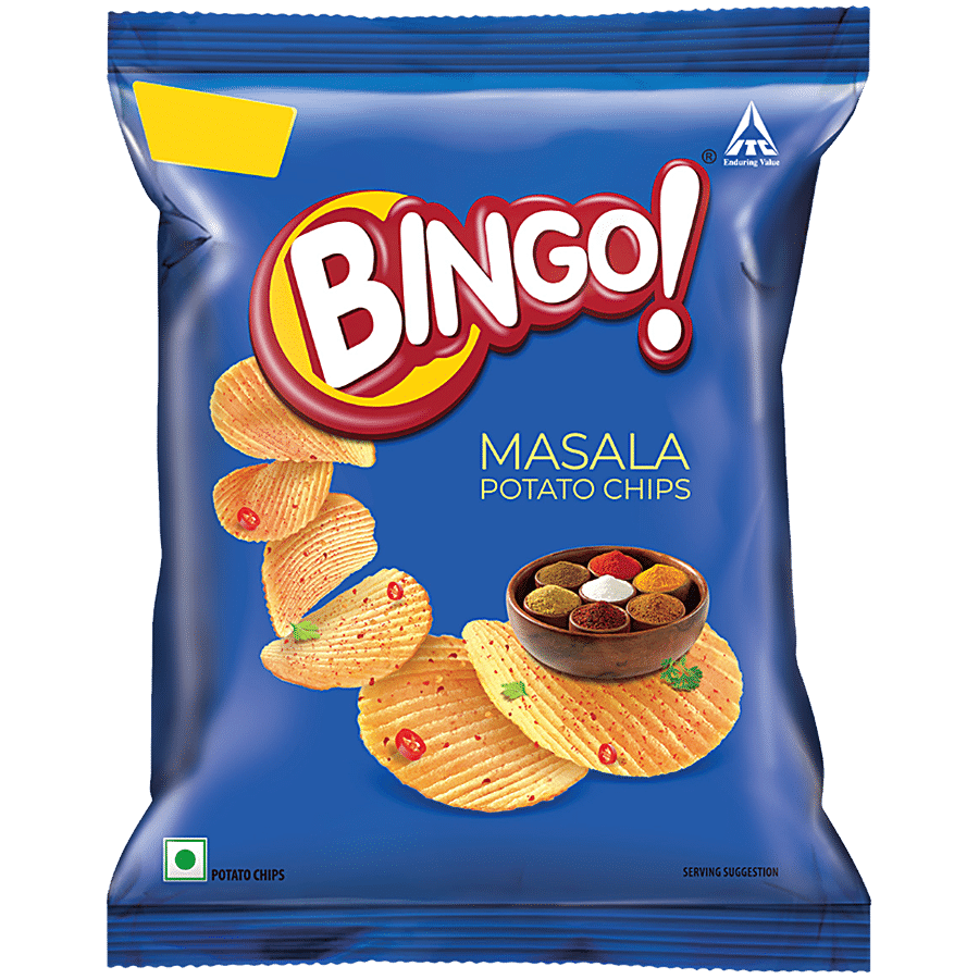 Bingo Potato Chips - Masala Flavour, Crispy & Spicy, Pack For Snacks, 25 G Pouch