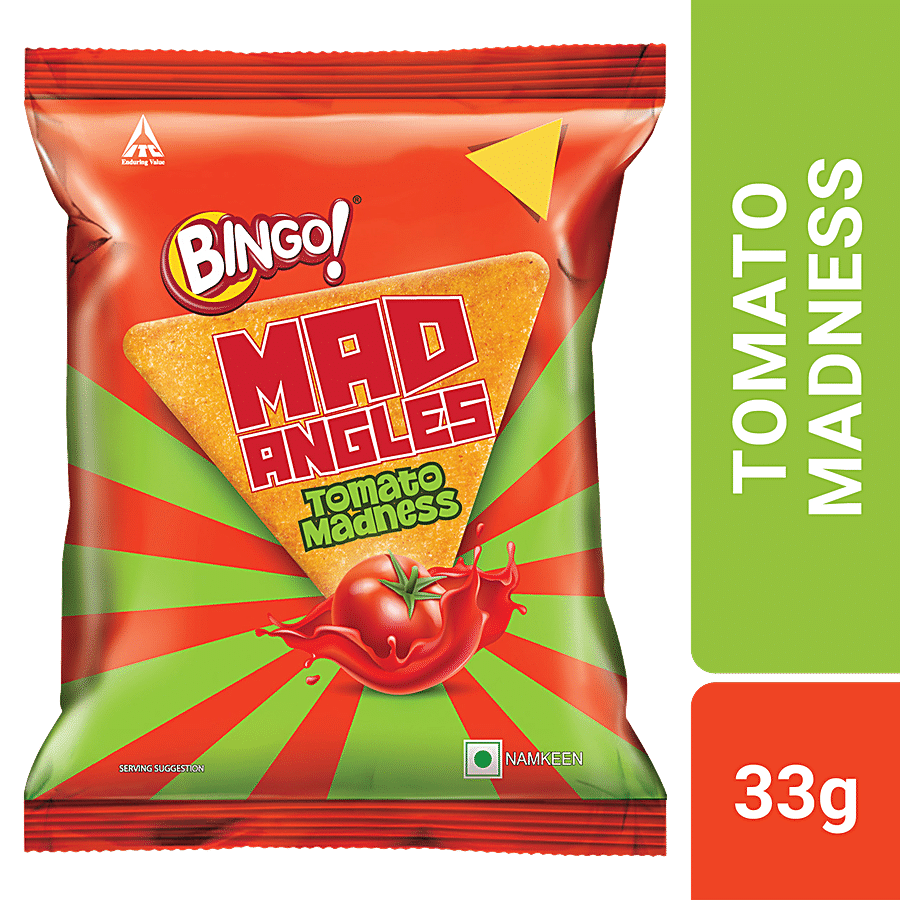Bingo Mad Angles Tomato Madness -Tangy & Crunchy Chips, Perfect For Snacking, 33 G Pouch