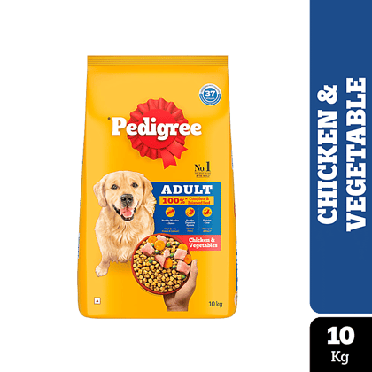 Pedigree Dry Pet Food - For Adult Dogs, Chicken & Vegetables, 10 Kg