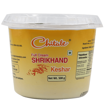 Chitale Dairy Full Cream Shrikhand - Keshar, 500 G Cup Chitale Dairy Full Cream Shrikhand - Keshar, 500 G Cup