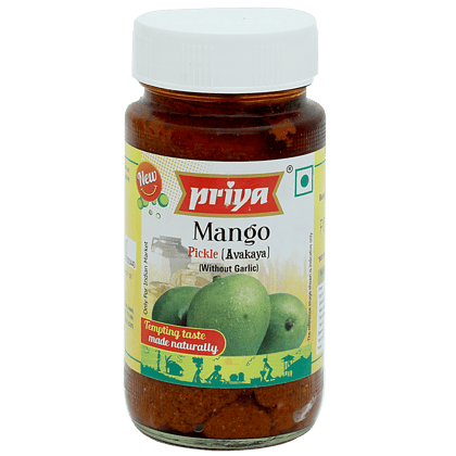 Priya Pickle - Mango Avakaya Without Garlic, 300 G Bottle