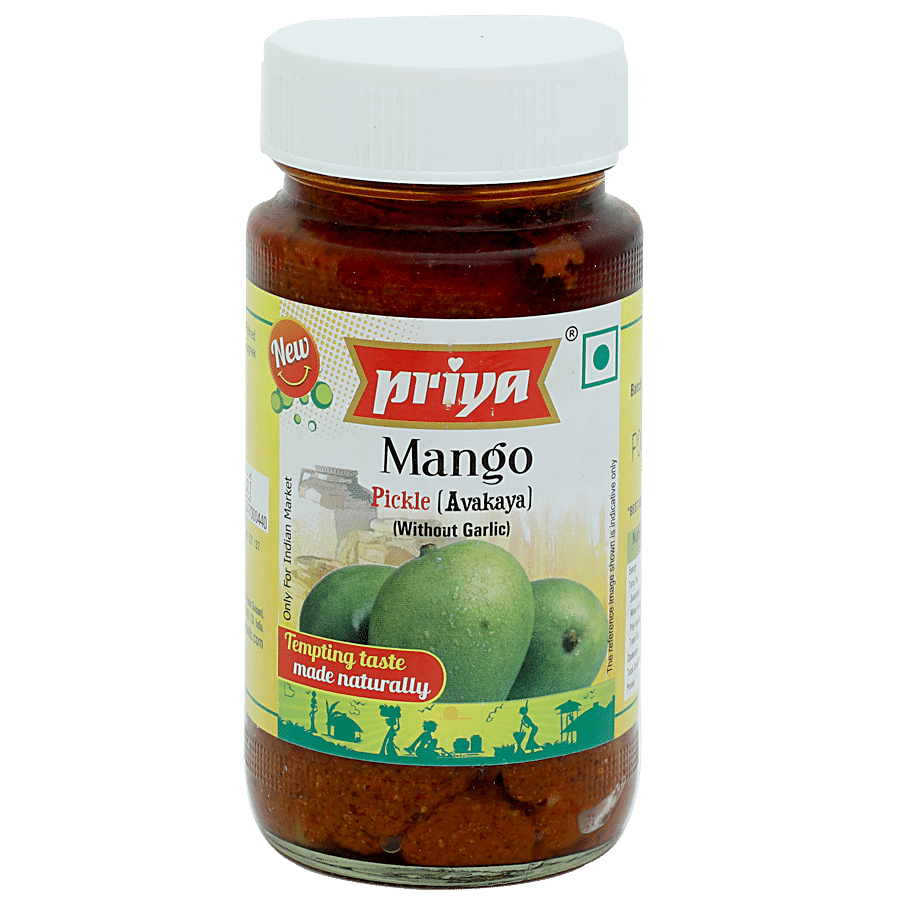 Priya Pickle - Mango Avakaya Without Garlic, 300 G Bottle