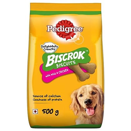 Pedigree Biscrok Biscuits Dog Treat - Above 4 Months, Milk & Chicken Flavour, 500 G