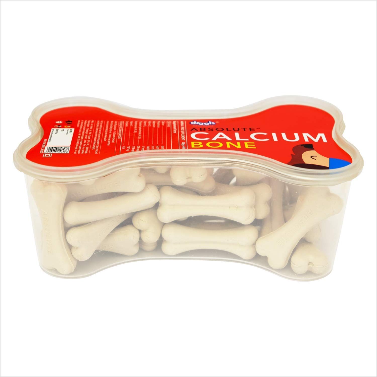 Drools Absolute Dog Supplement Treat Calcium Bone Jar - 40 pieces (600g Pack)