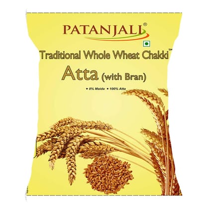 Patanjali Traditional Whole Wheat Chakki Atta With Bran(South), 10 Kg