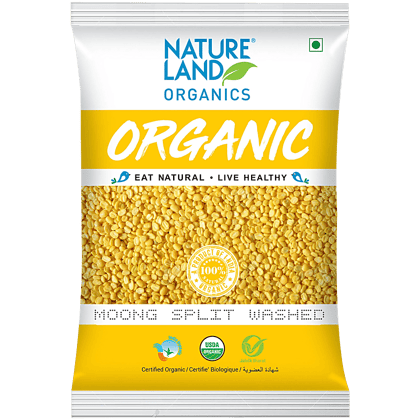 Natureland Organics Moong Split - Washed, 500 G Pouch