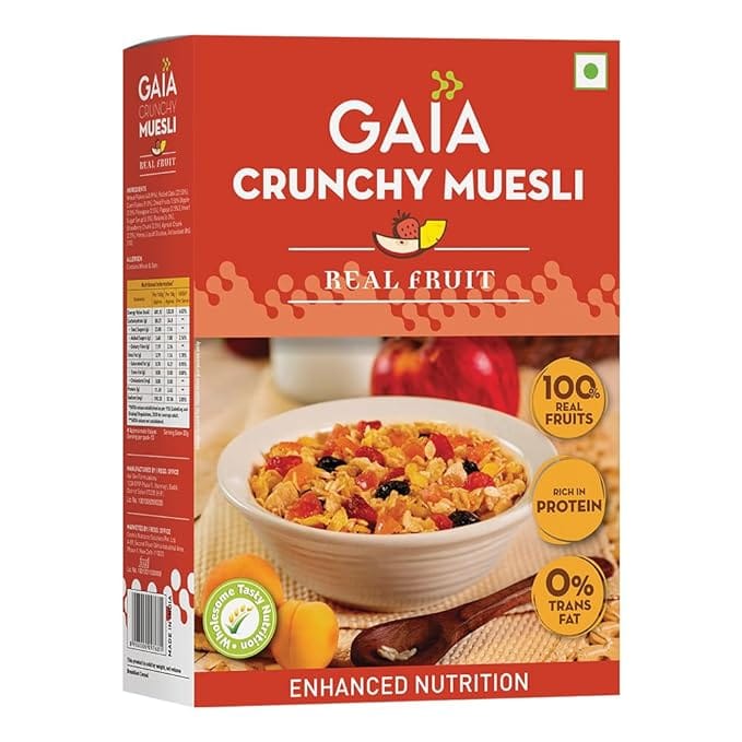 Gaia Crunchy Real Fruit Muesli 400 Gm