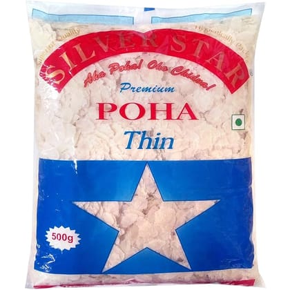 Silver Star Poha - Premium Thin, 500G Pouch