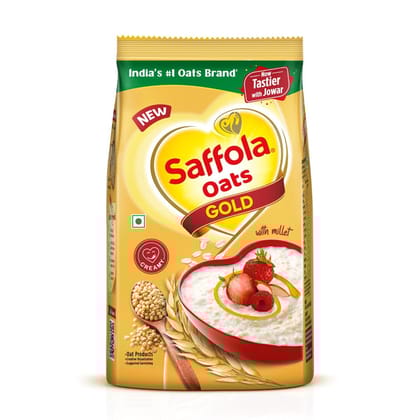 Saffola Oats Gold, Rolled Oats with Millet, High Protein & Fibre, Healthy Cereal for Weight Loss, 400 gm