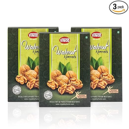 Vinod Dry Fruits - 100% Natural & Premium Kernel Walnuts Pack of 3