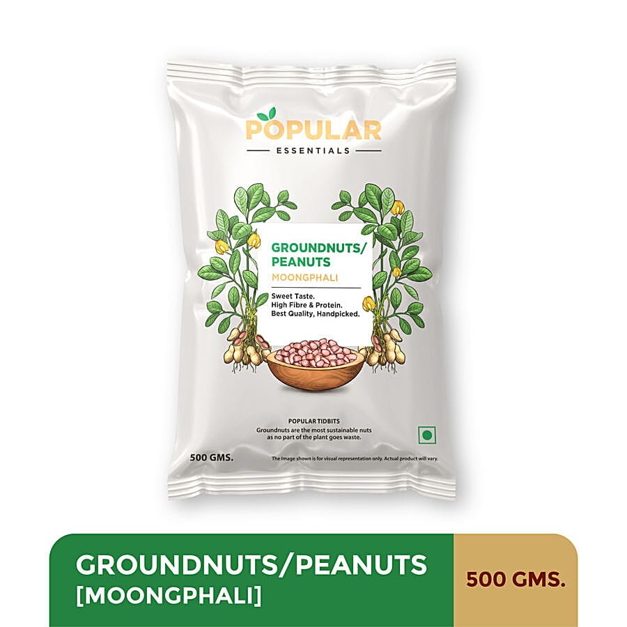 Popular Essentials Groundnuts/Peanuts, 500 g