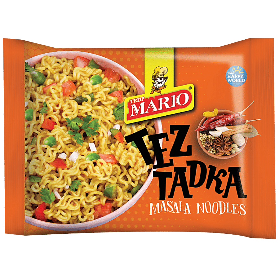 Mario Instant Noodles - Tez Tadka Masala, Non Sticky, Easy To Make Snack, 85 G
