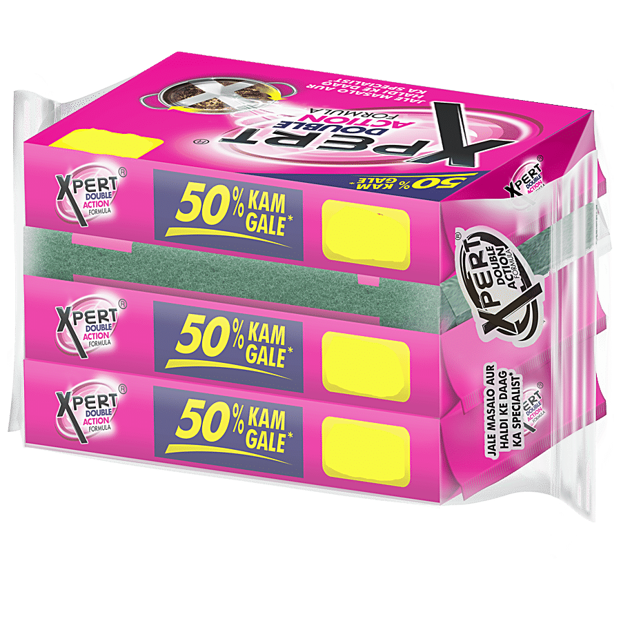Xpert Big Saver Pack - Double Action Formula Dishwasher + Get 1 Scrubber Free, 120 G Each (Pack Of 3)