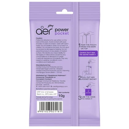 Godrej Aer Power Pocket | Bathroom Freshener Lavender Bloom (10G) | Lasts Up To 30 Days | Toilet Freshener