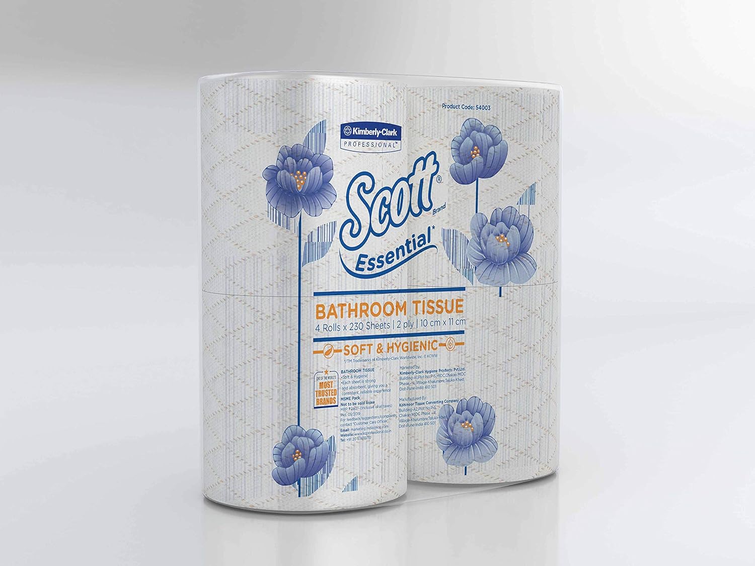 Scott Essential Bathroom Tissue, 2 Ply Toilet Paper Tissue Roll, 230 Pulls Per Roll (4 Roll Pack) From Kimberly Clark