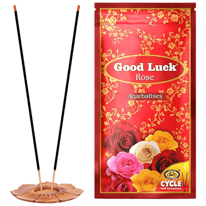 Cycle Good Luck Rose Agarbatti For Daily Puja, Rituals With Rose Fragrance, 110 G