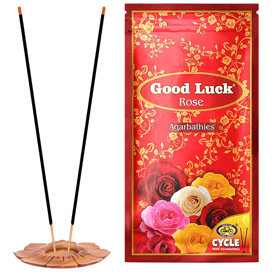 Cycle Good Luck Rose Agarbatti For Daily Puja, Rituals With Rose Fragrance, 110 G