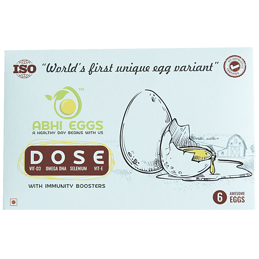 Abhi Eggs D.O.S.E With Immunity Boosters, 100% Antibiotic Free, 6 Pcs